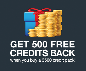 Get 500 Free Credits Back when you buy a 3500 Credit Pack